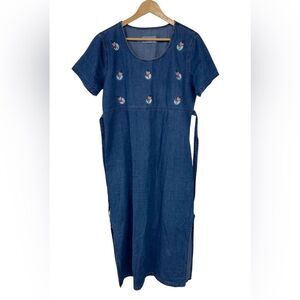 Jane Ashley Vintage Denim Maxi Dress Snowman